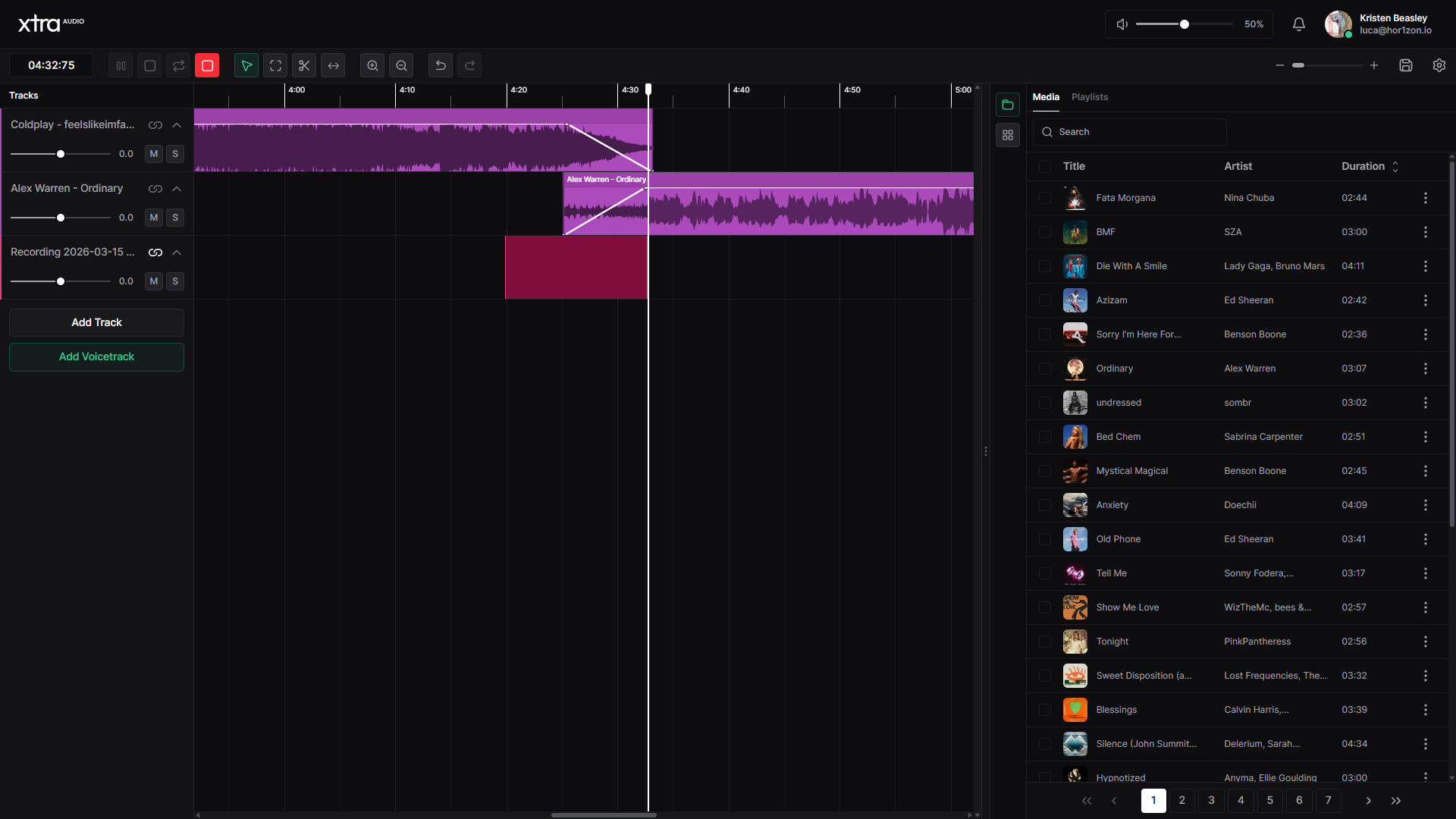 Multitrack editor timeline